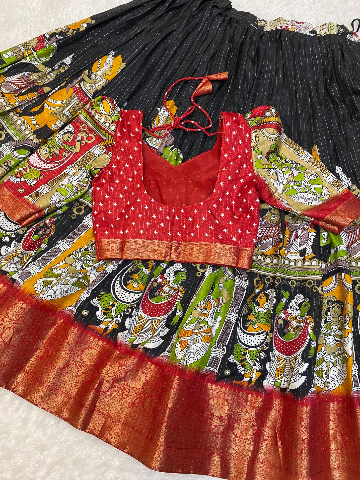 Kalamkari Unstitched Lehengas Choli sets