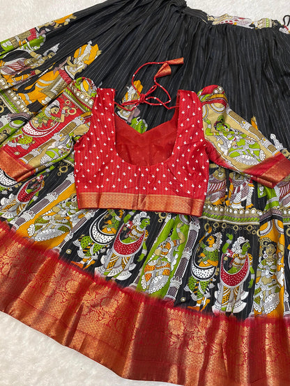 Kalamkari Unstitched Lehengas Choli sets