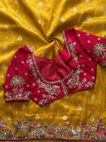 Luxe Dola Silk coding  work Multi
Saree with stitched blouse