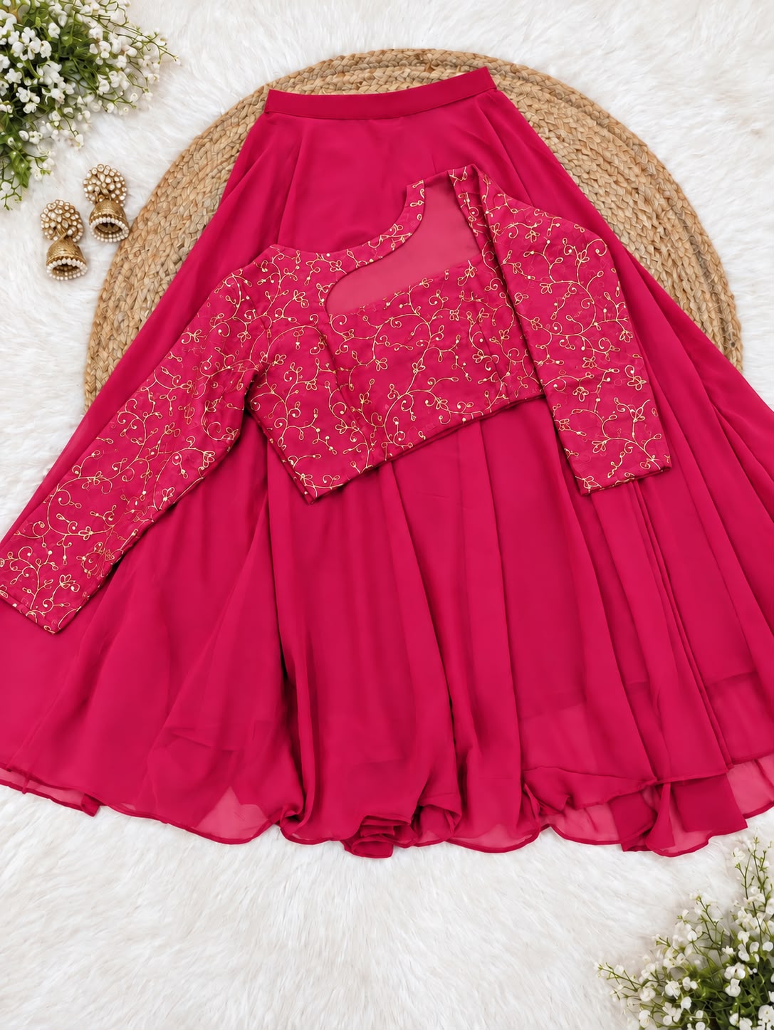 Crop top style (Anarakali ) gown stylish work sets