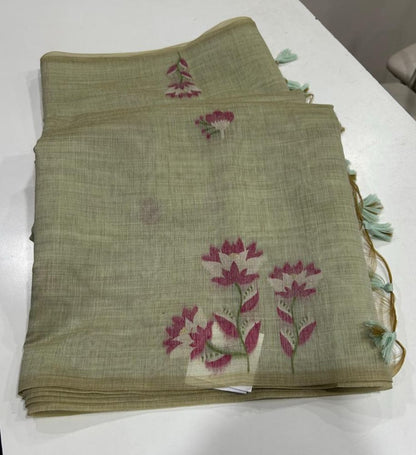 Munga Jamdani  Cotton Classic Resham Budget saree