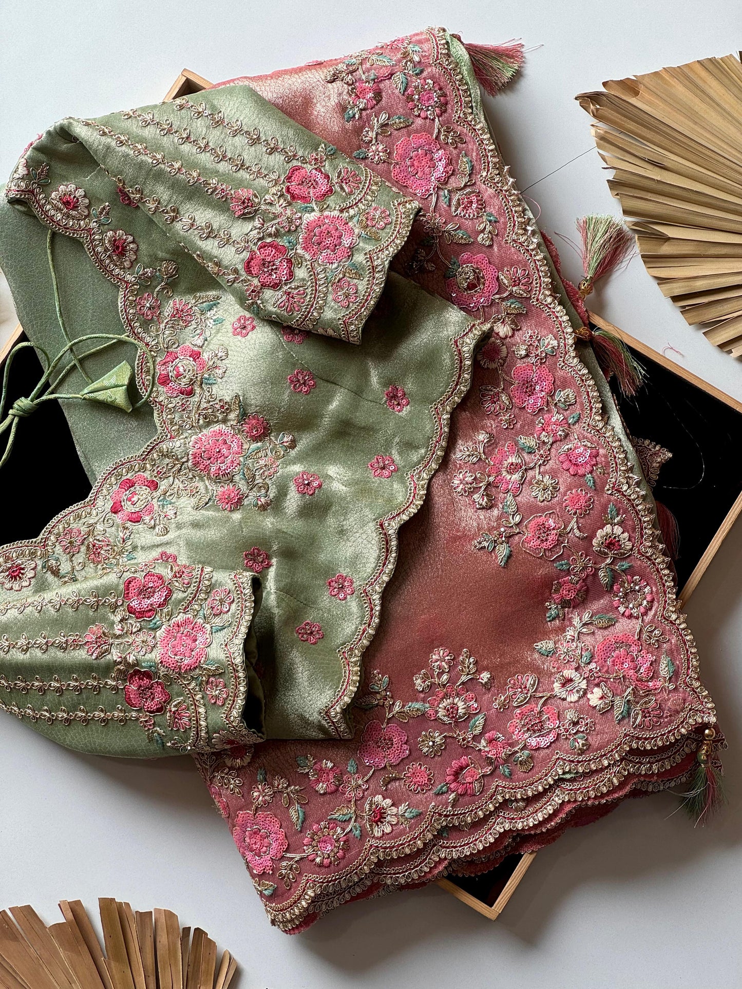 Luxe Pure Soft Mung Silk Saree with Designer Stitched  blouse