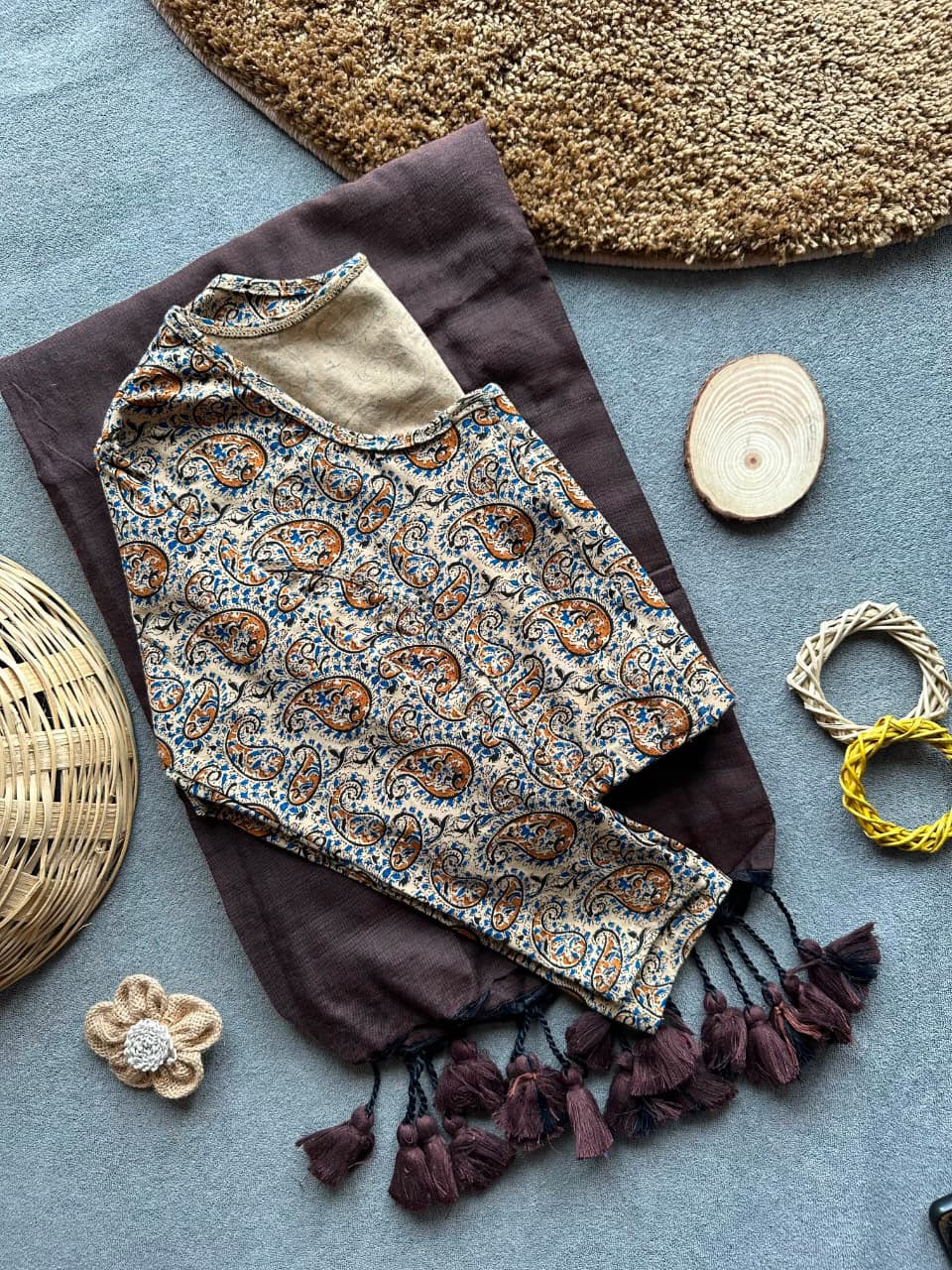Khadi Streachable cotton stitched blouse
