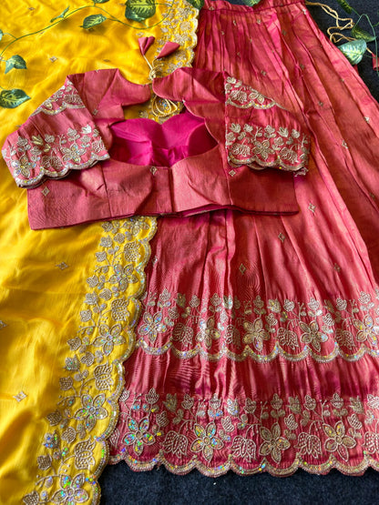 Bloom viscose tissue Designer lehenga