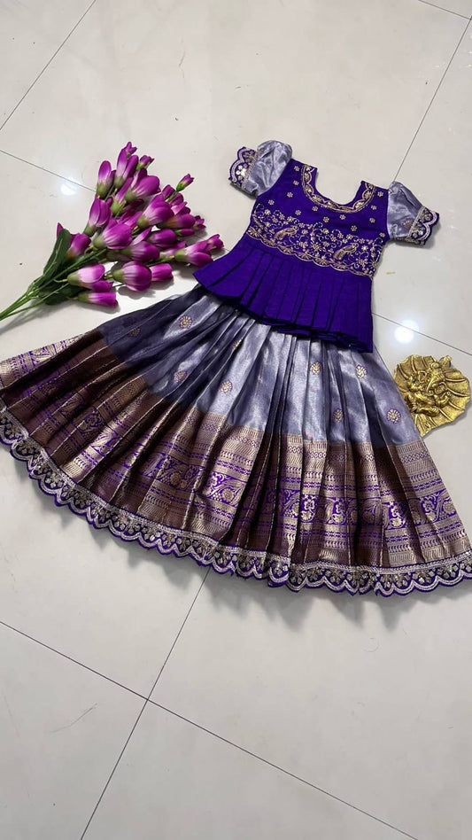 Kids cute  zari weaving work sets