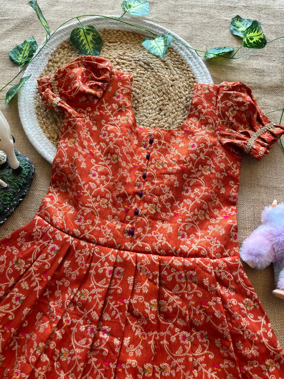 Gowns Silk panihari with zari weaving-Kids Gown