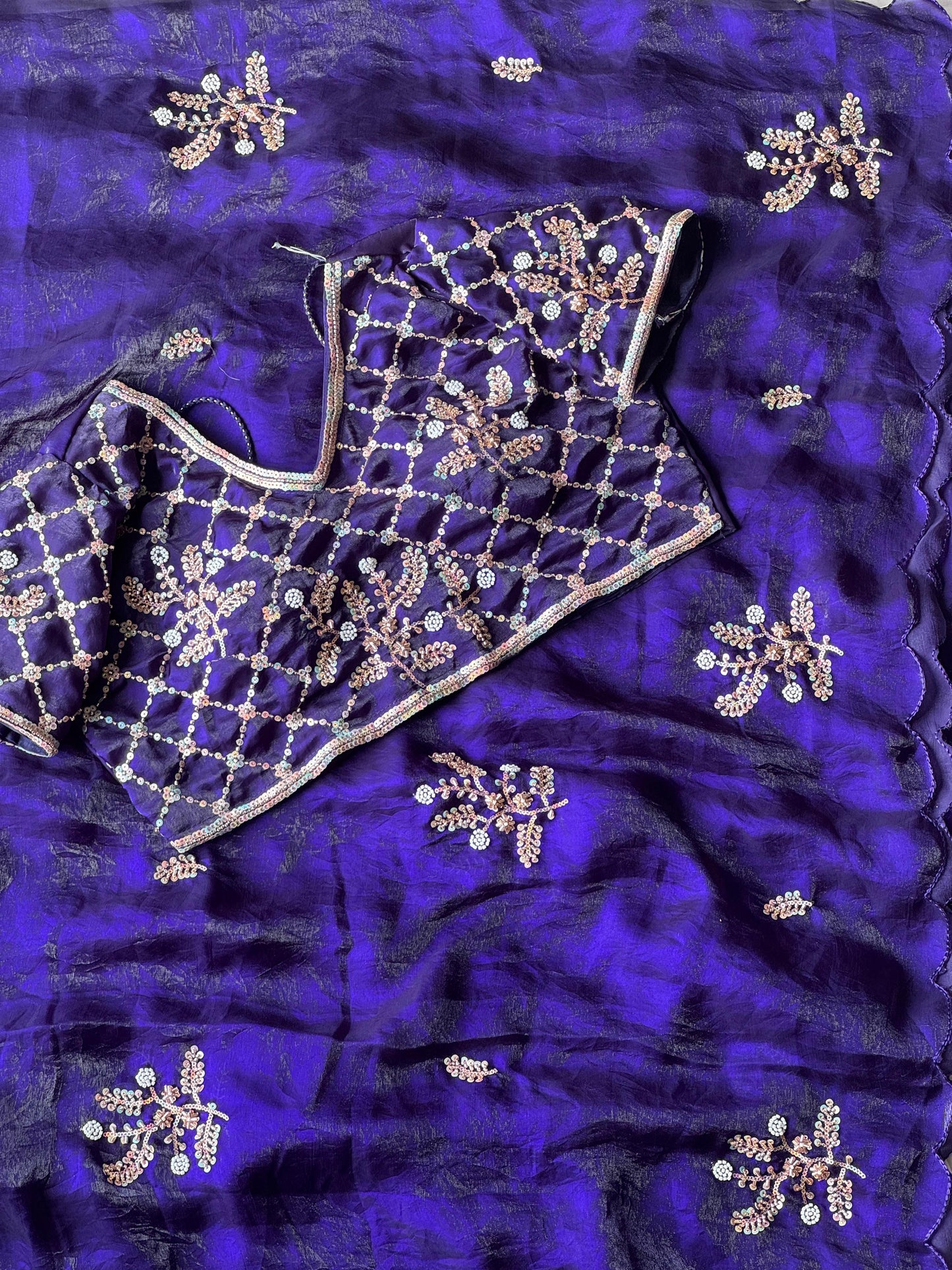 Stitched blouse saree-Soft space silk Saree