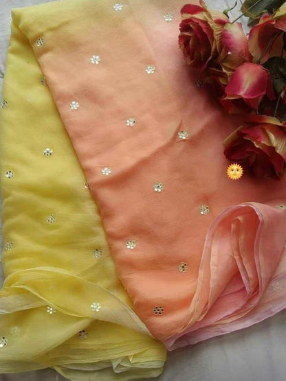 Budget half pure chiffon butties saree