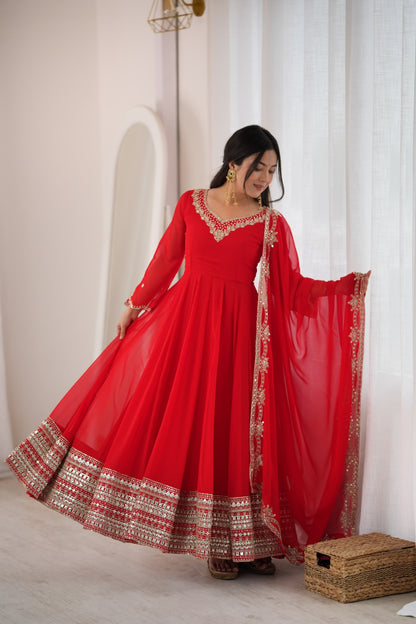 Georgette Anarkali beautiful Mirror Embroidery sequence gowns