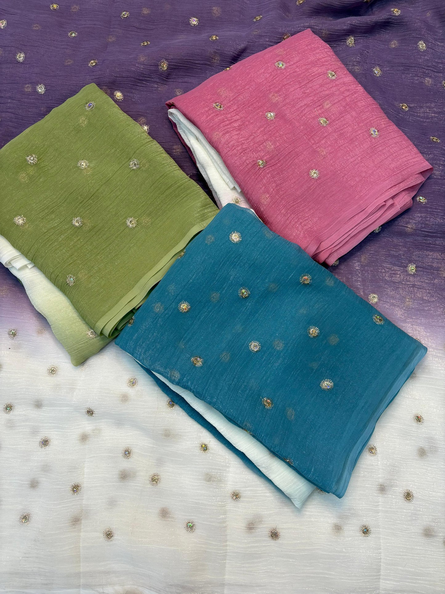 Duel shade crunchy crush butties sarees