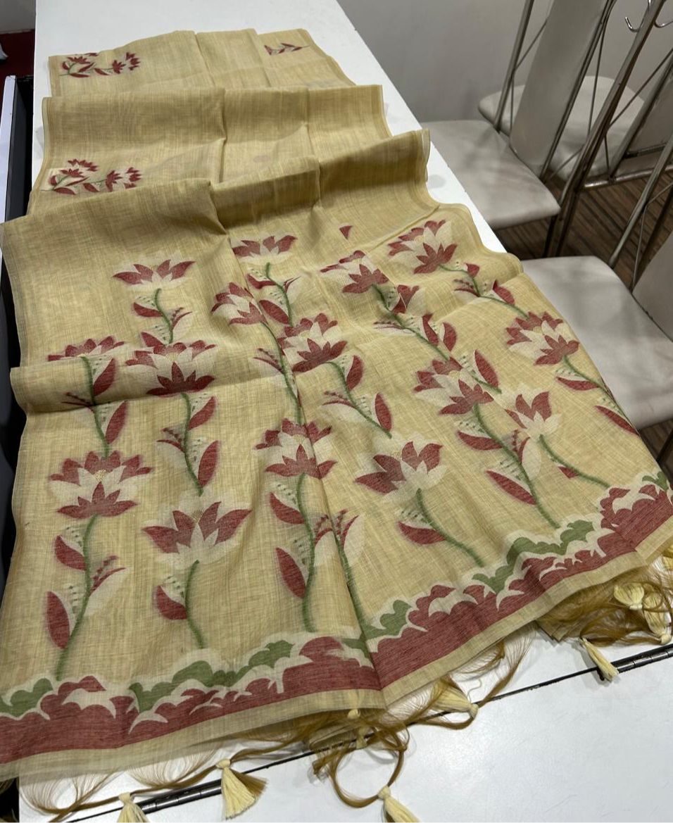 Munga Jamdani  Cotton Classic Resham Budget saree