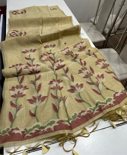 Munga Jamdani  Cotton Classic Resham Budget saree
