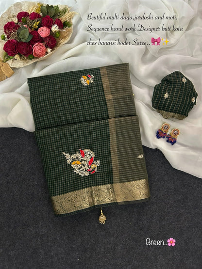 Kota doriya chex budget Desginer classic sarees