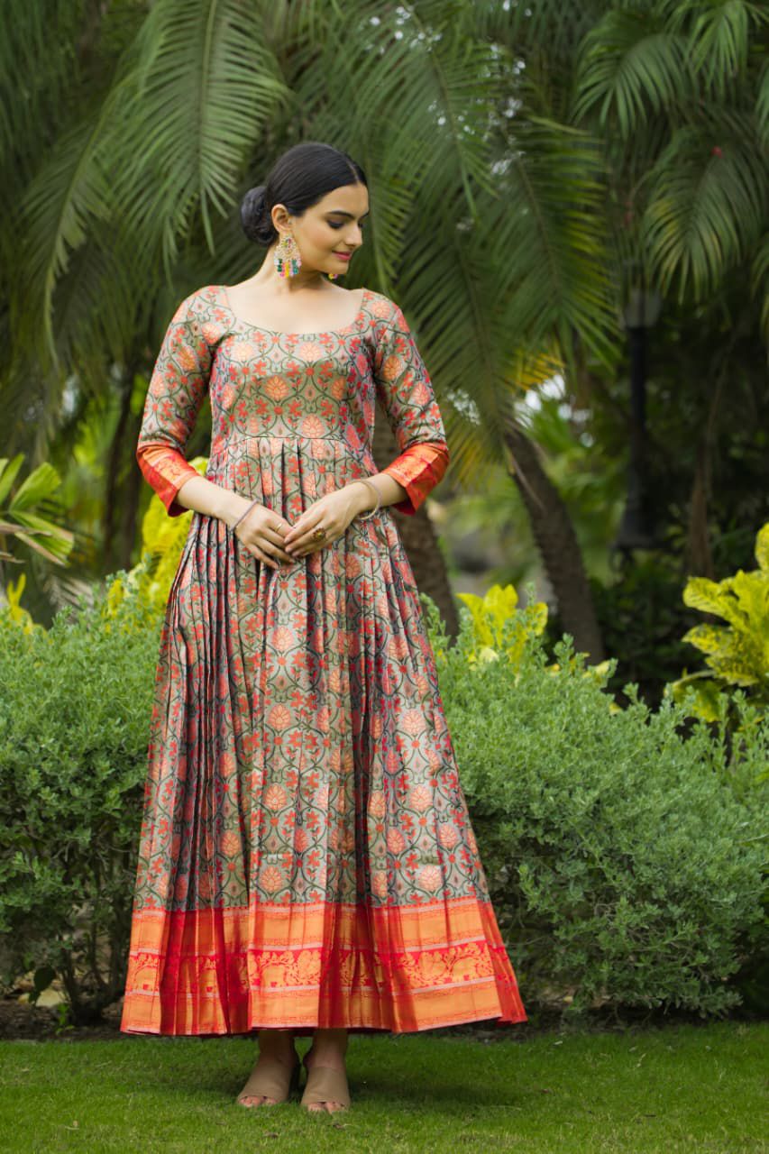 Wedding  semi Kanjivaram silk  long gowns