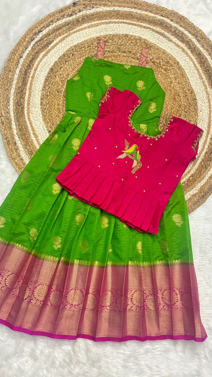 Kids 2 in gown coat model maggam work set