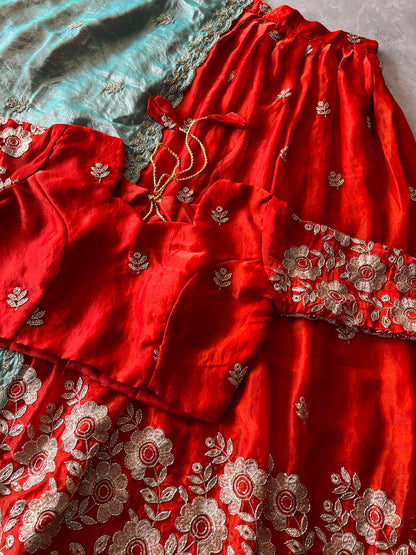 Space silk embroidery designer lehenga set