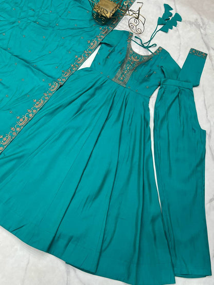 Wedding special Anarkali  Chanderi silk