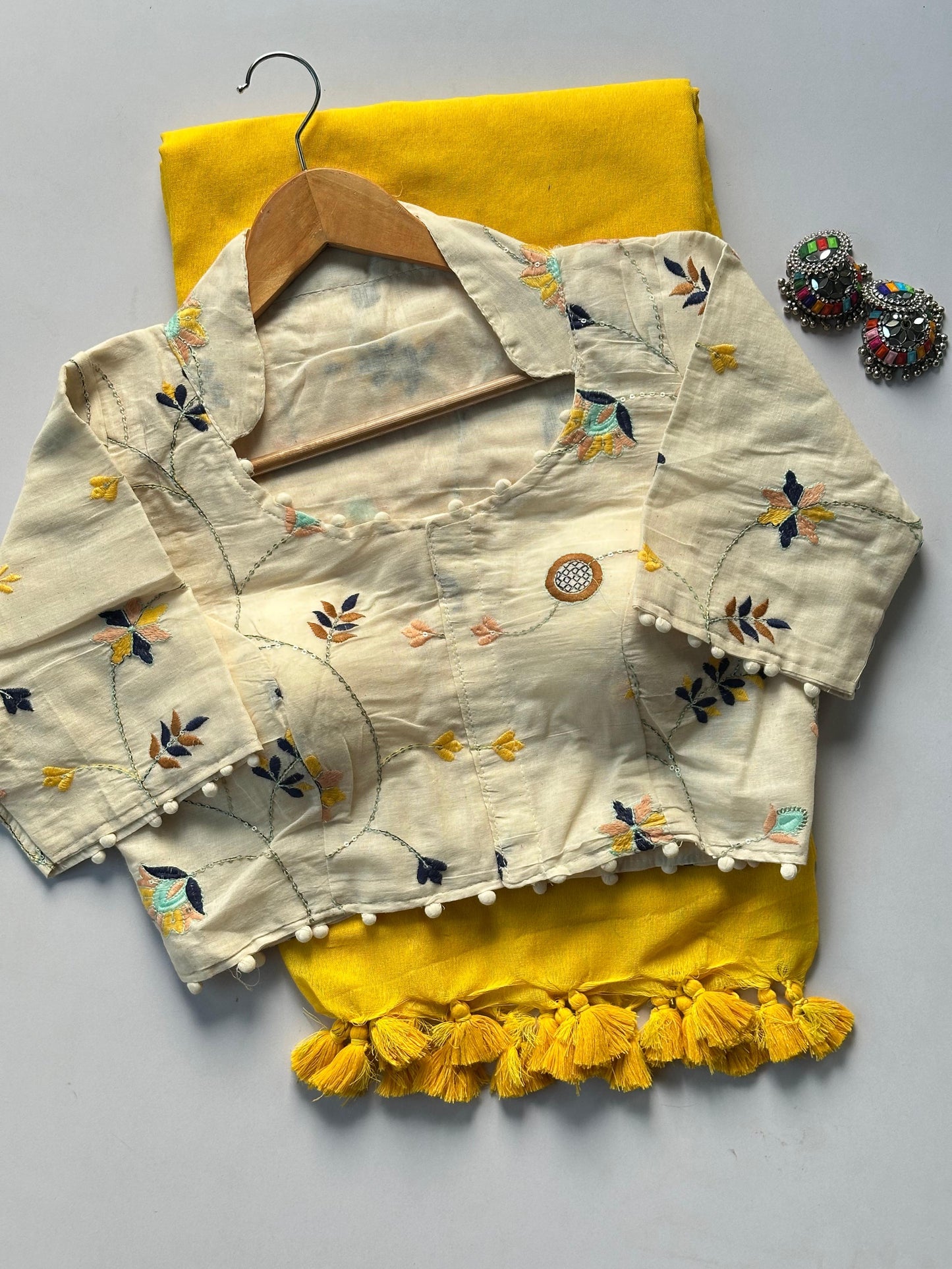Khadi cotton Collar neck Desginer stitched blouse