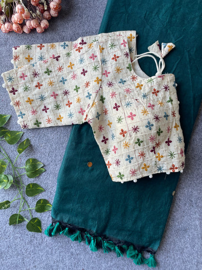 Khadi Cotton with stitched blouse