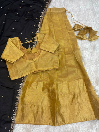 Golden Kanchipuram Designer Lehenga