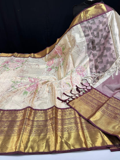Banarasi Tiuuse Hand painted Classic sarees