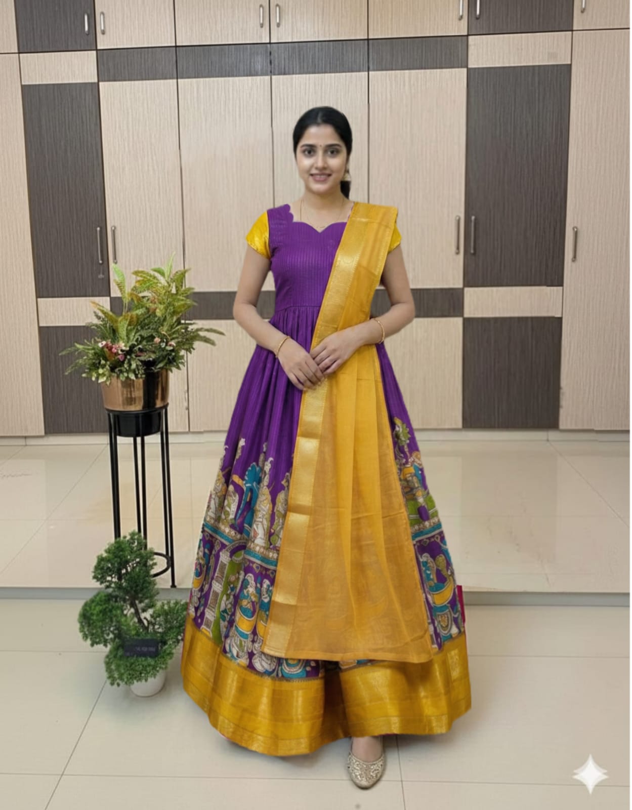 Classic Kalamkari Dola silk Gowns Insta