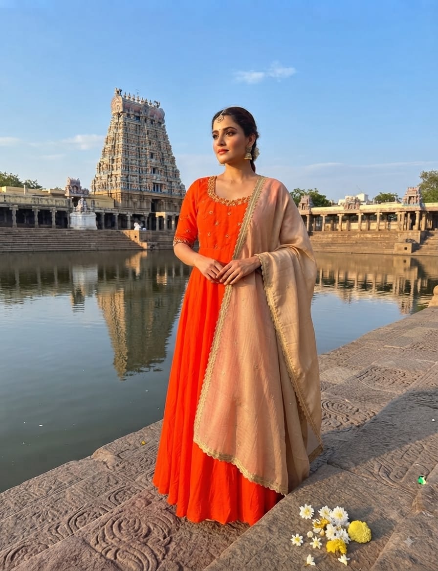 Vichitra silk maggam hand work gowns for cafe