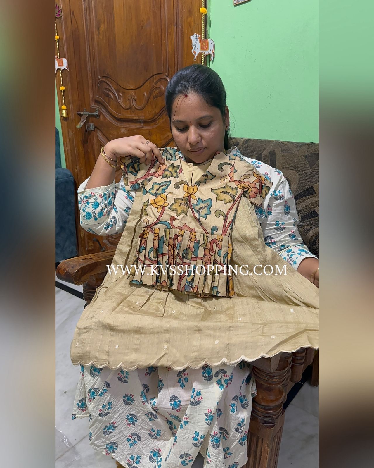 Indo western style kids cute Kalamkari sets