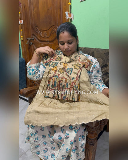 Indo western style kids cute Kalamkari sets