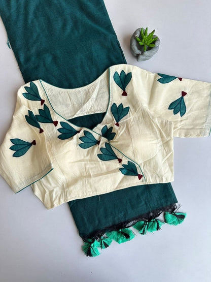 Khadi cotton with  stitched blouse