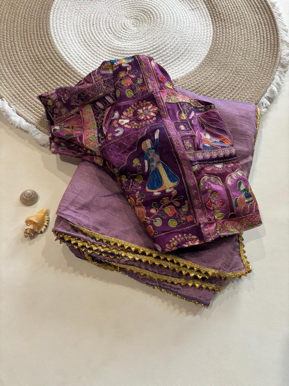 Rajaranu Position Stitched Blouses with Vichitra Silk saree