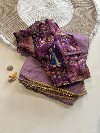 Rajaranu Position Stitched Blouses with Vichitra Silk saree