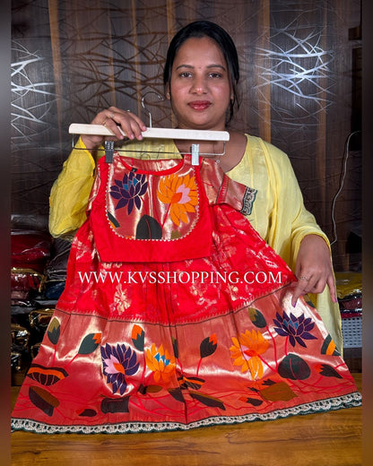 Kids cute wear  penal work Paithani skirt+top sets