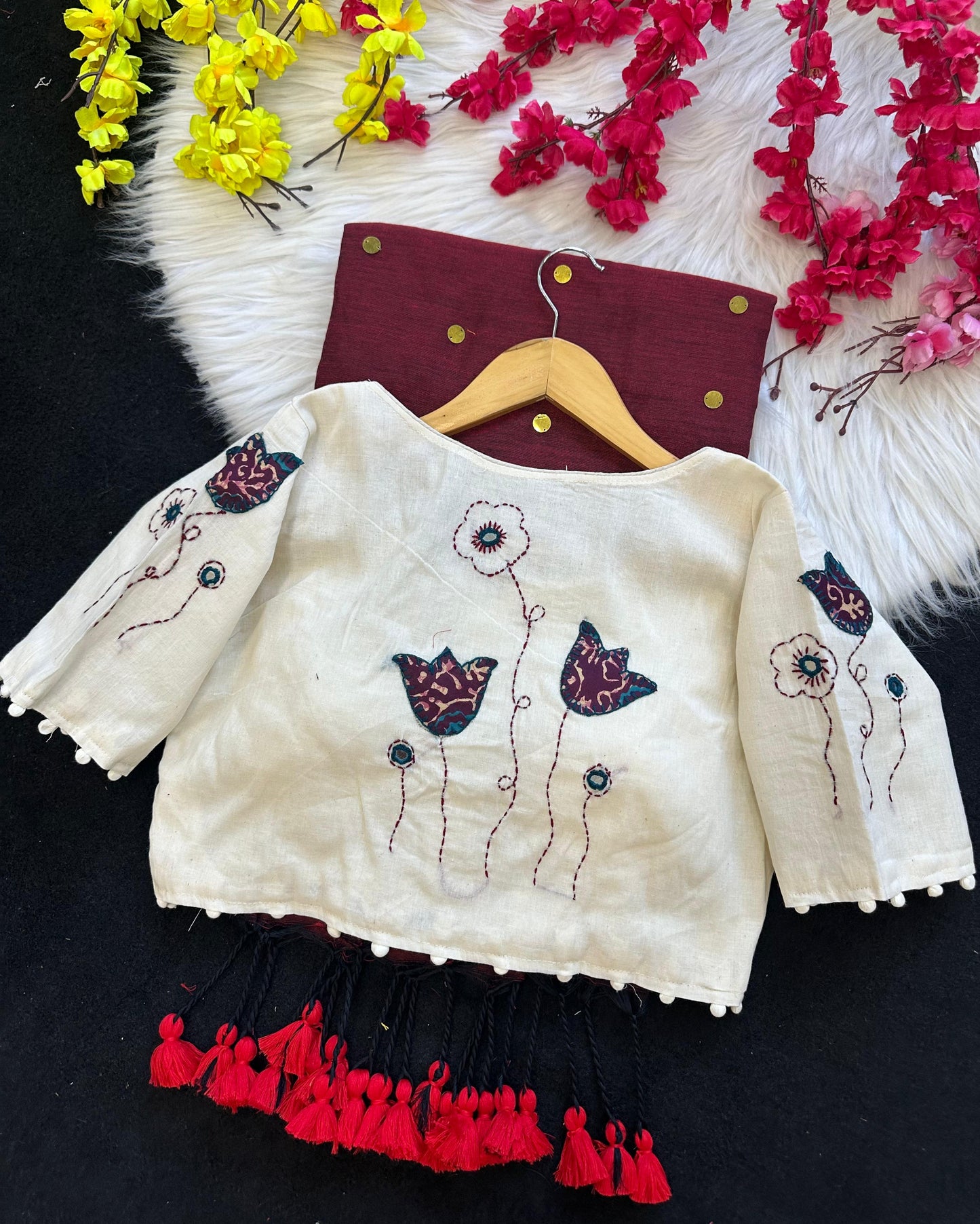 Khadi cotton saree with ginni work stitched blouse