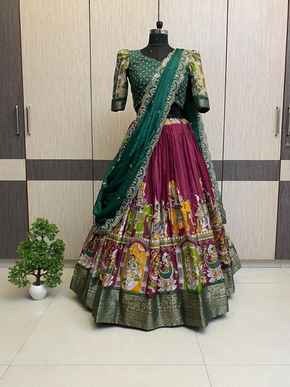 Kalamkari Unstitched Lehengas Choli sets