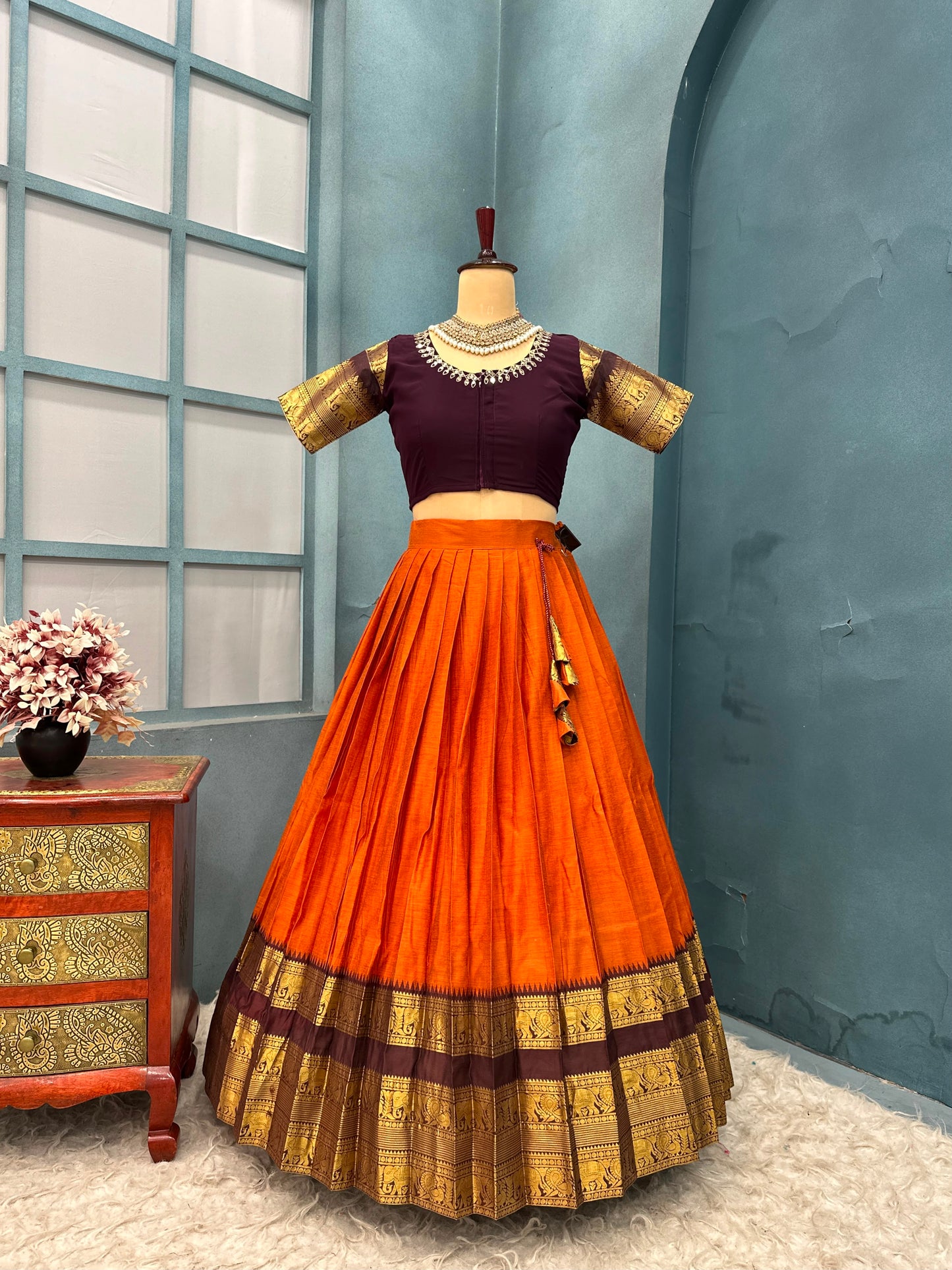 Kanjipuram Kollam Designer Sravanamasam lehenga