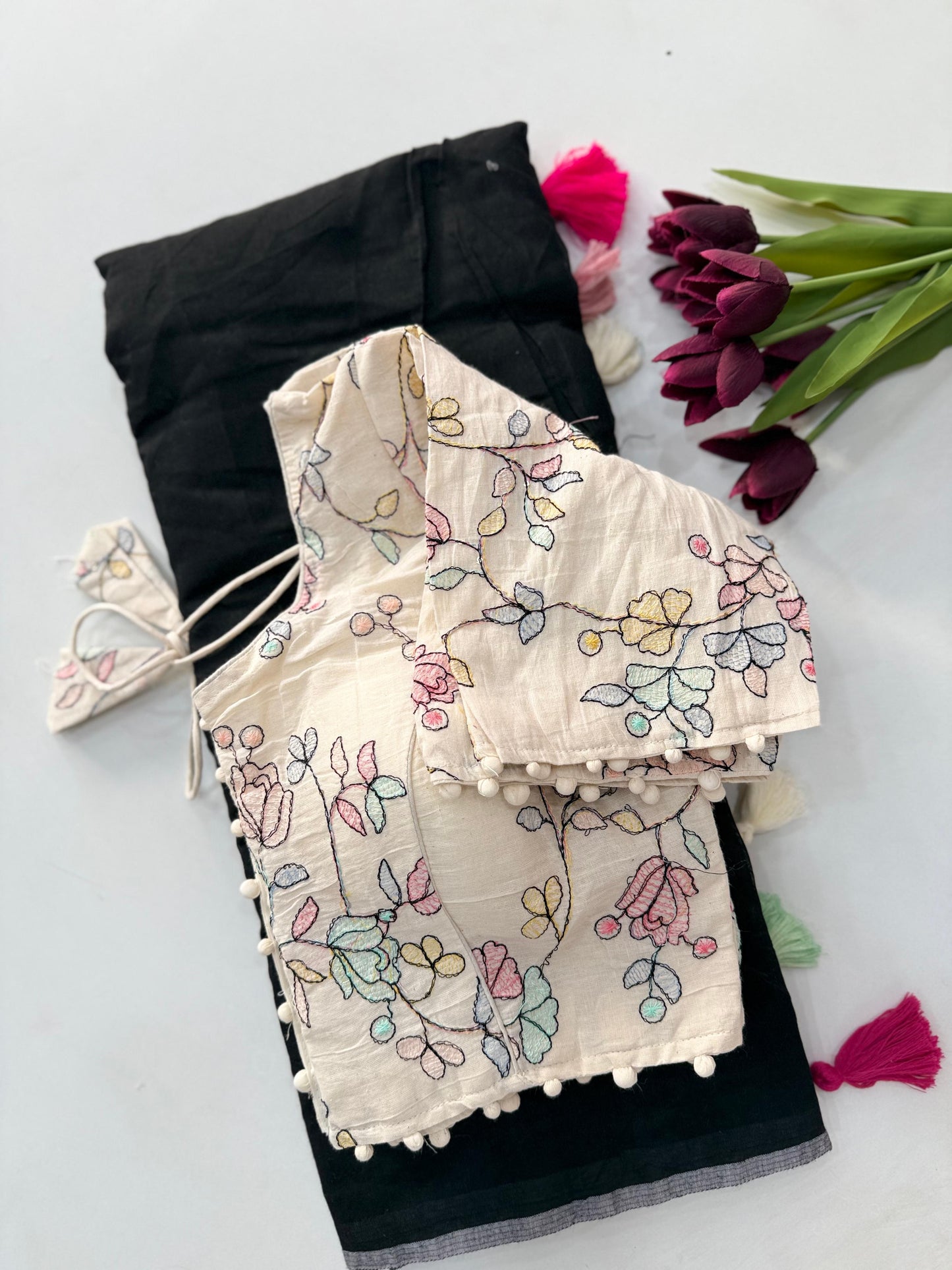 Khadi Cotton Saree with Desginer blouses Instagram best seller