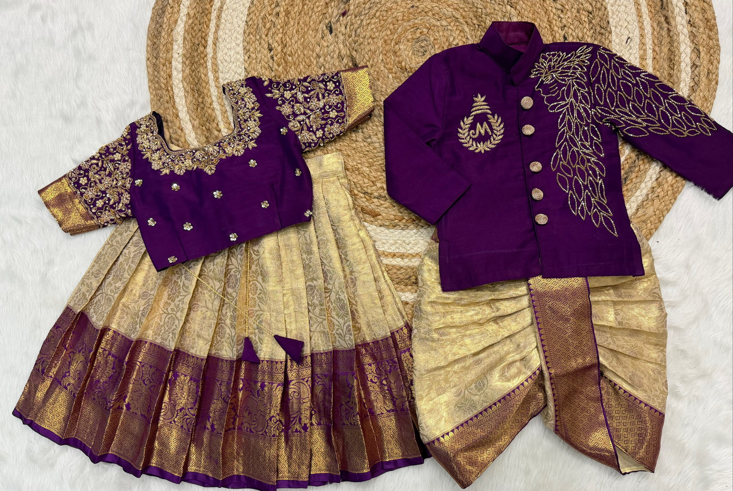 FAMILY COMBO MATCHING ETHNIC COLLECTION  CUTE LEHENGA SET WITH BOY KURTA SET