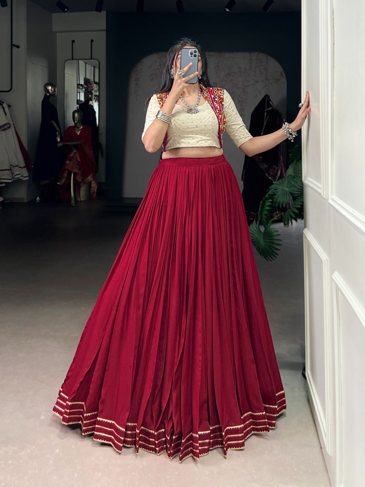 Rayon comfort meets ethnic beauty – Gamthi embroidery lehenga