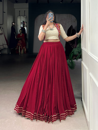 Rayon comfort meets ethnic beauty – Gamthi embroidery lehenga