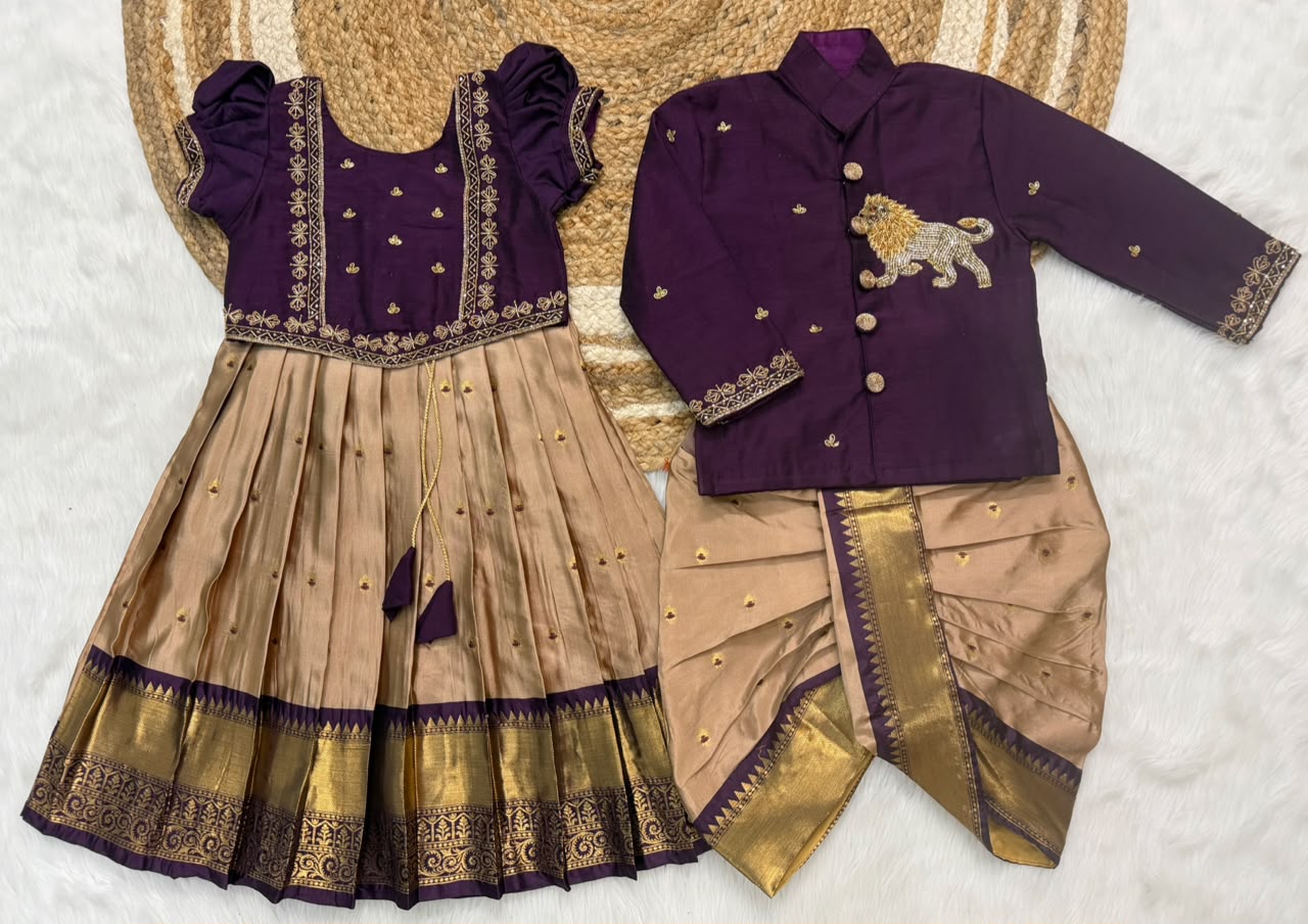 Brother and sister Cute combo Boy kurta with girl crop top