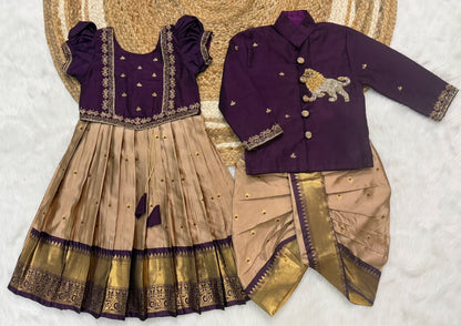 Brother and sister Cute combo Boy kurta with girl crop top