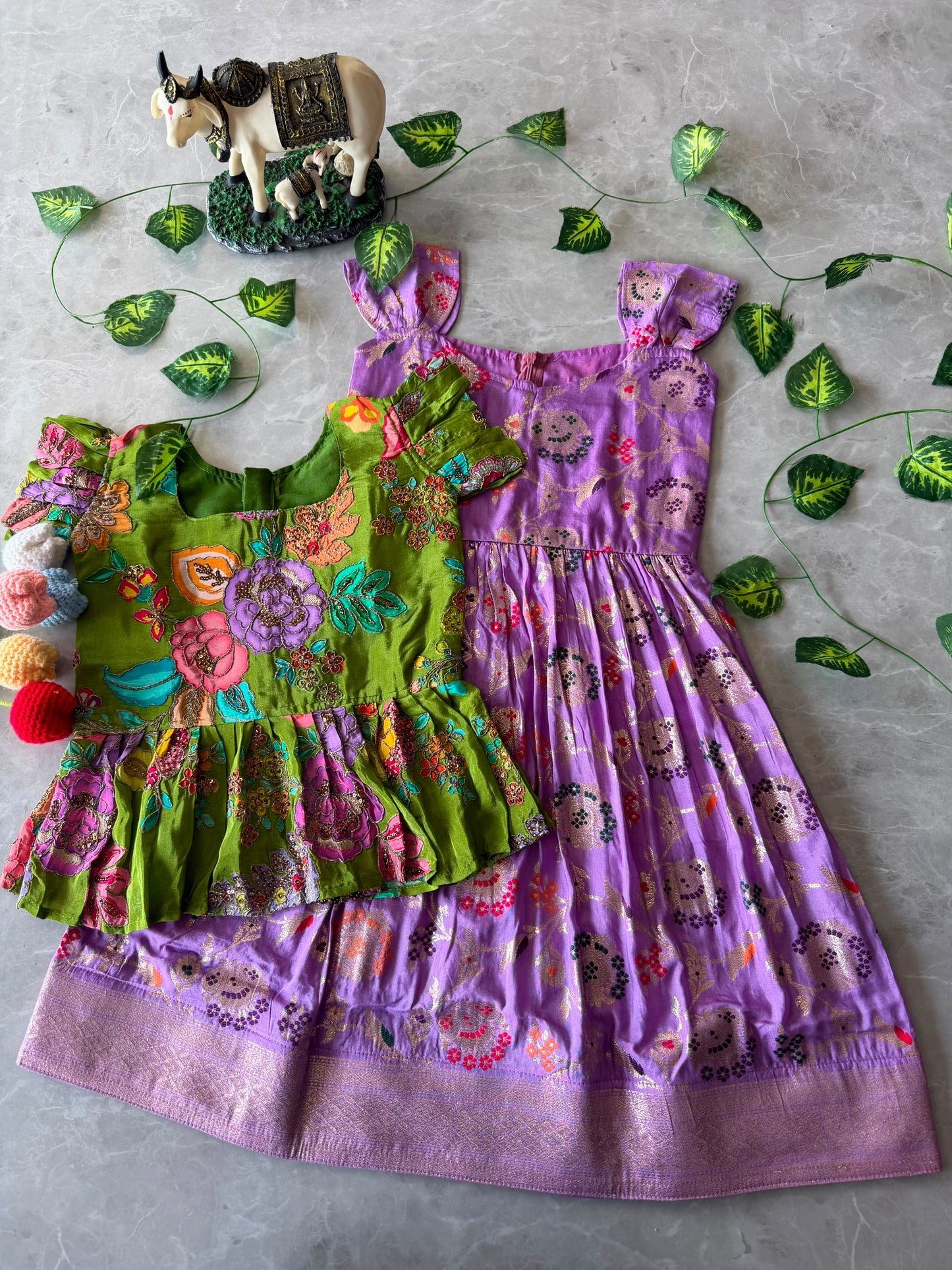Soft Dola silk 2 in one kids gowns