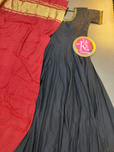 Classic cotton silk maggam work temple degsin gown