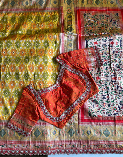 Banarasi pattu saree with stitched blouse