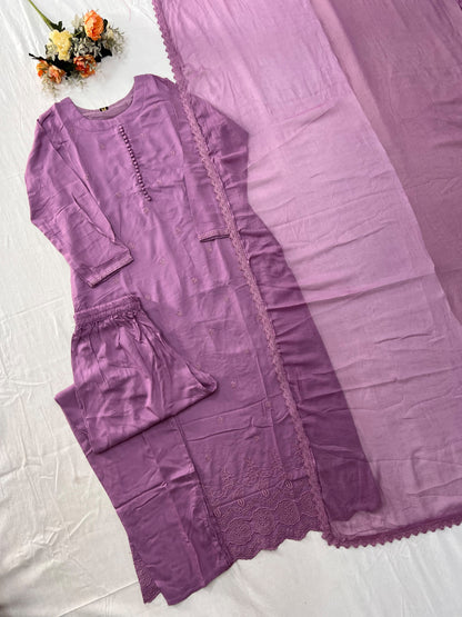 New Designers pastel colour Kurti Pant Dupatta Set