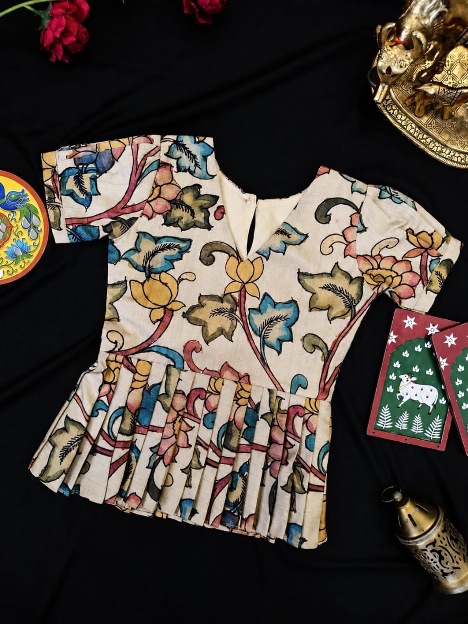 Indo western style kids cute Kalamkari sets