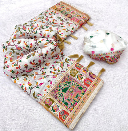 Vintage rajwadi pashmina silk saree