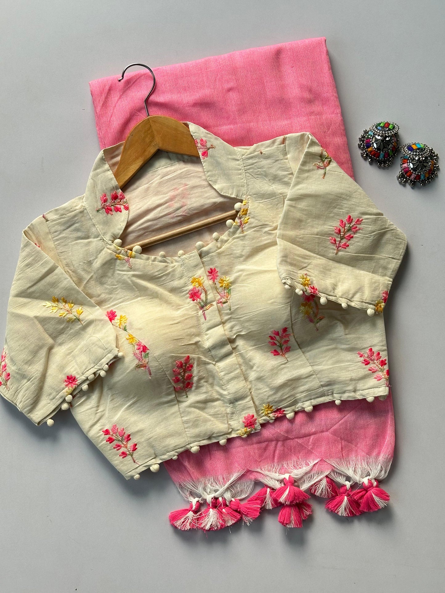 Khadi cotton Collar neck Desginer stitched blouse