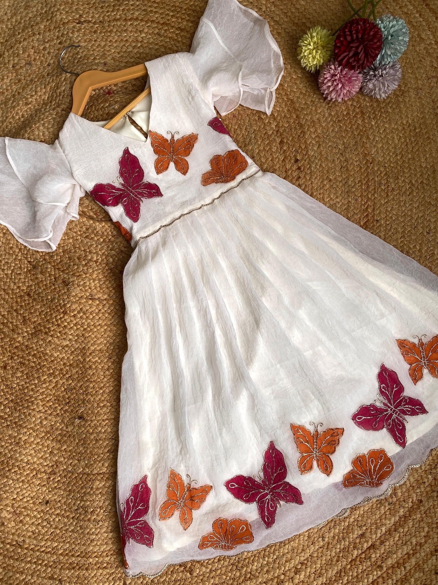 Kids White Dreamy butterfly gown ✨